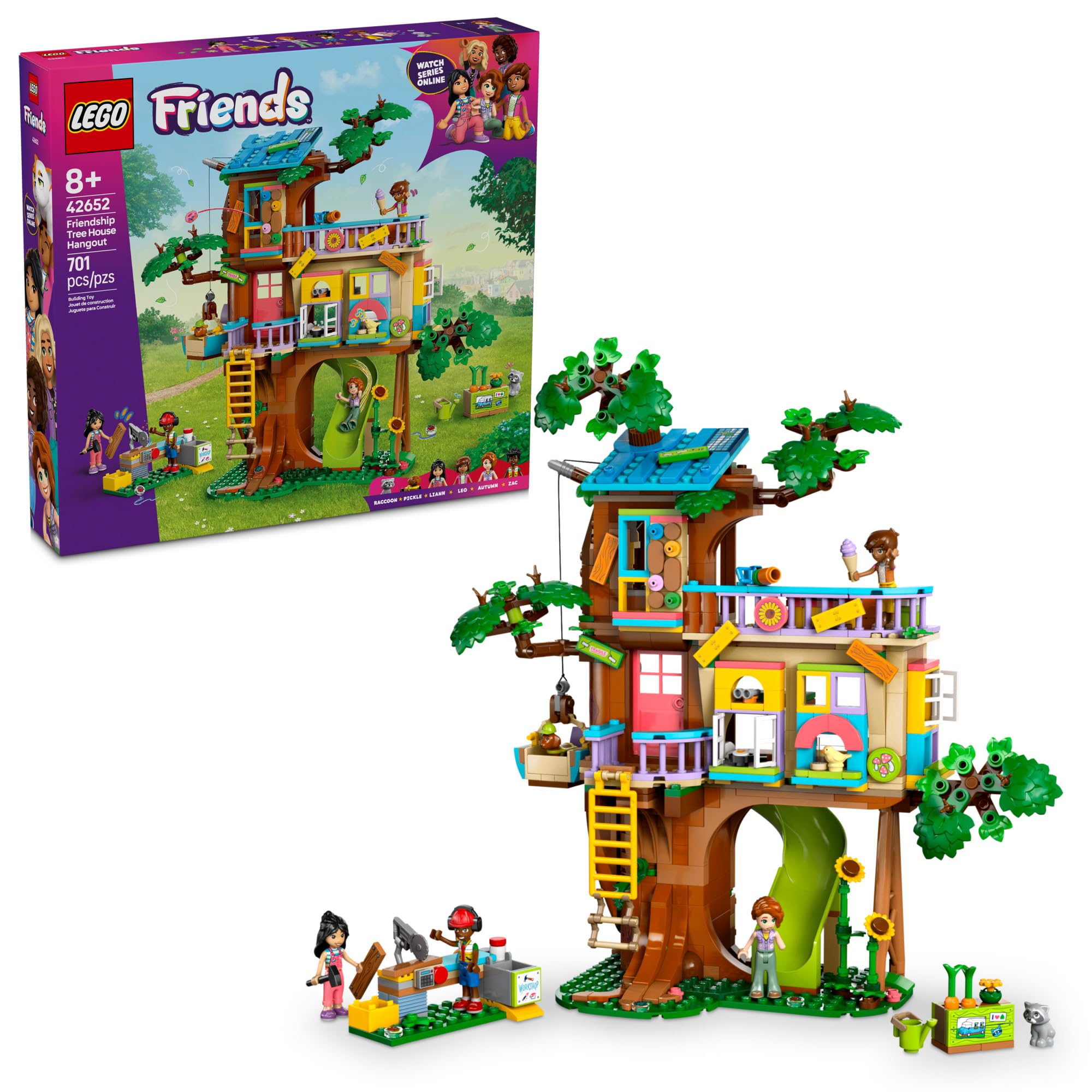 LEGO Friends Tree House Hangout exterior invites imaginative adventures.
