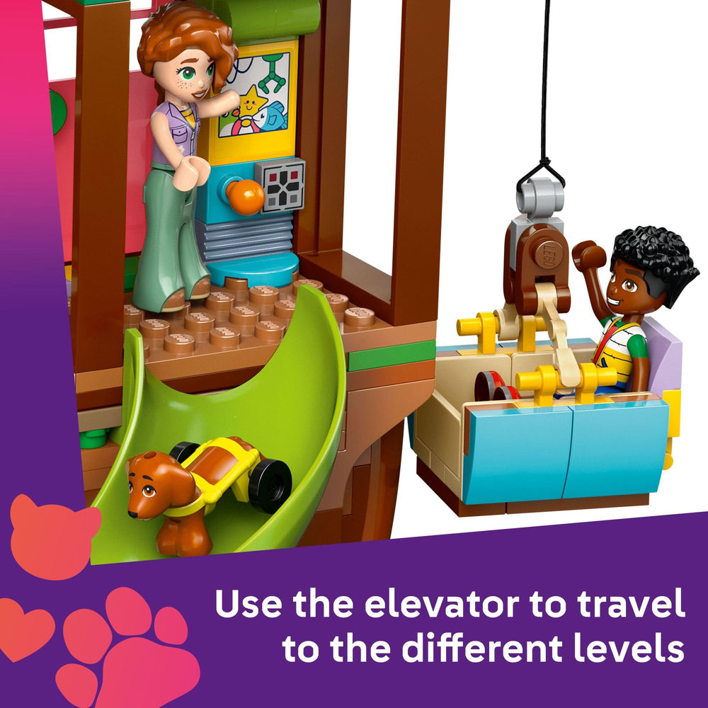 LEGO Friends Tree House Hangout workbench and tools support pretend building.