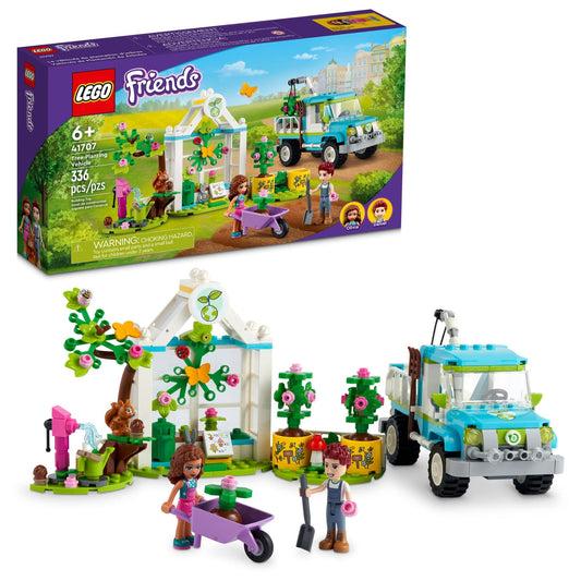 LEGO Friends Tree-Planting Vehicle front cab with dolls supports cooperative storytelling.