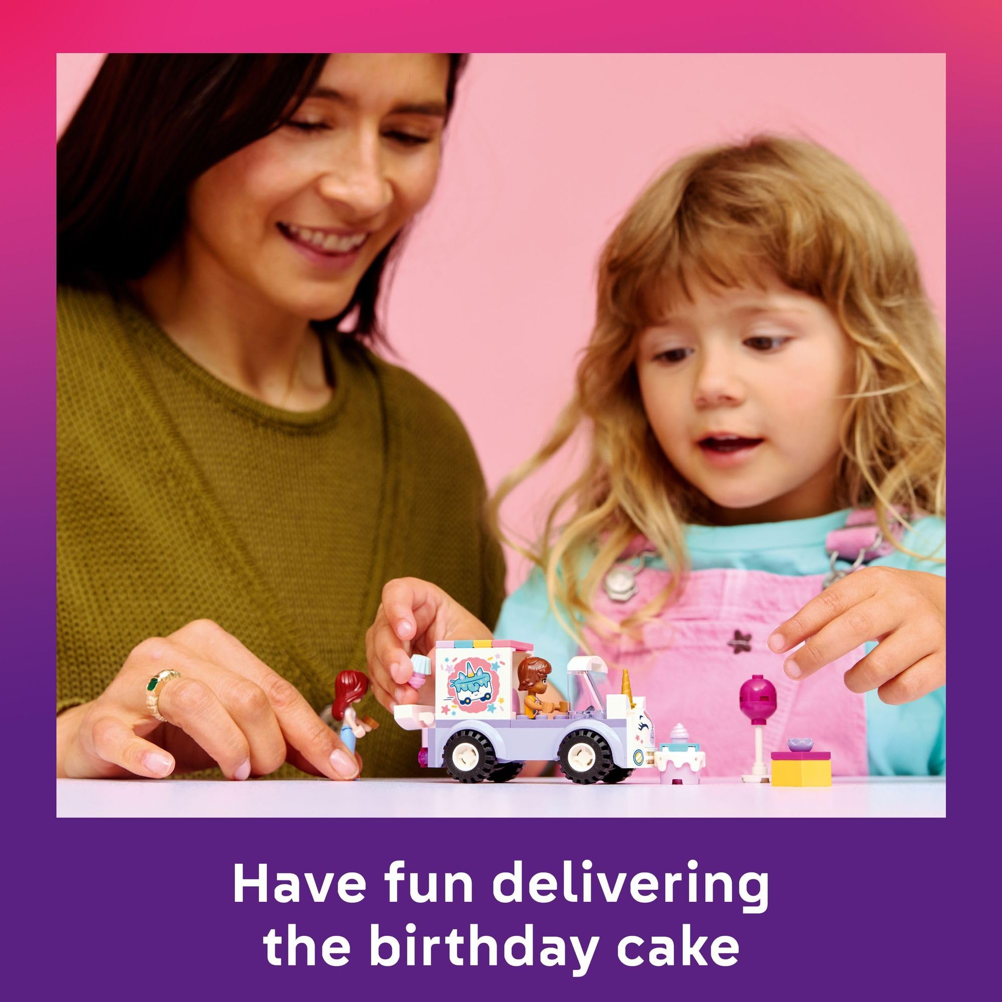 LEGO Friends birthday accessories arranged to show included props and creative options