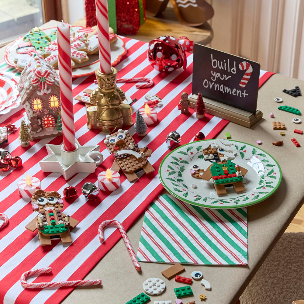 LEGO Gingerbread Ornaments: collection on display enhances holiday decor