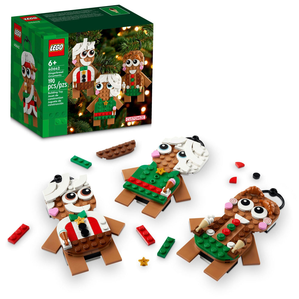 LEGO Gingerbread Ornaments: three buildable figures ready to brighten your tree