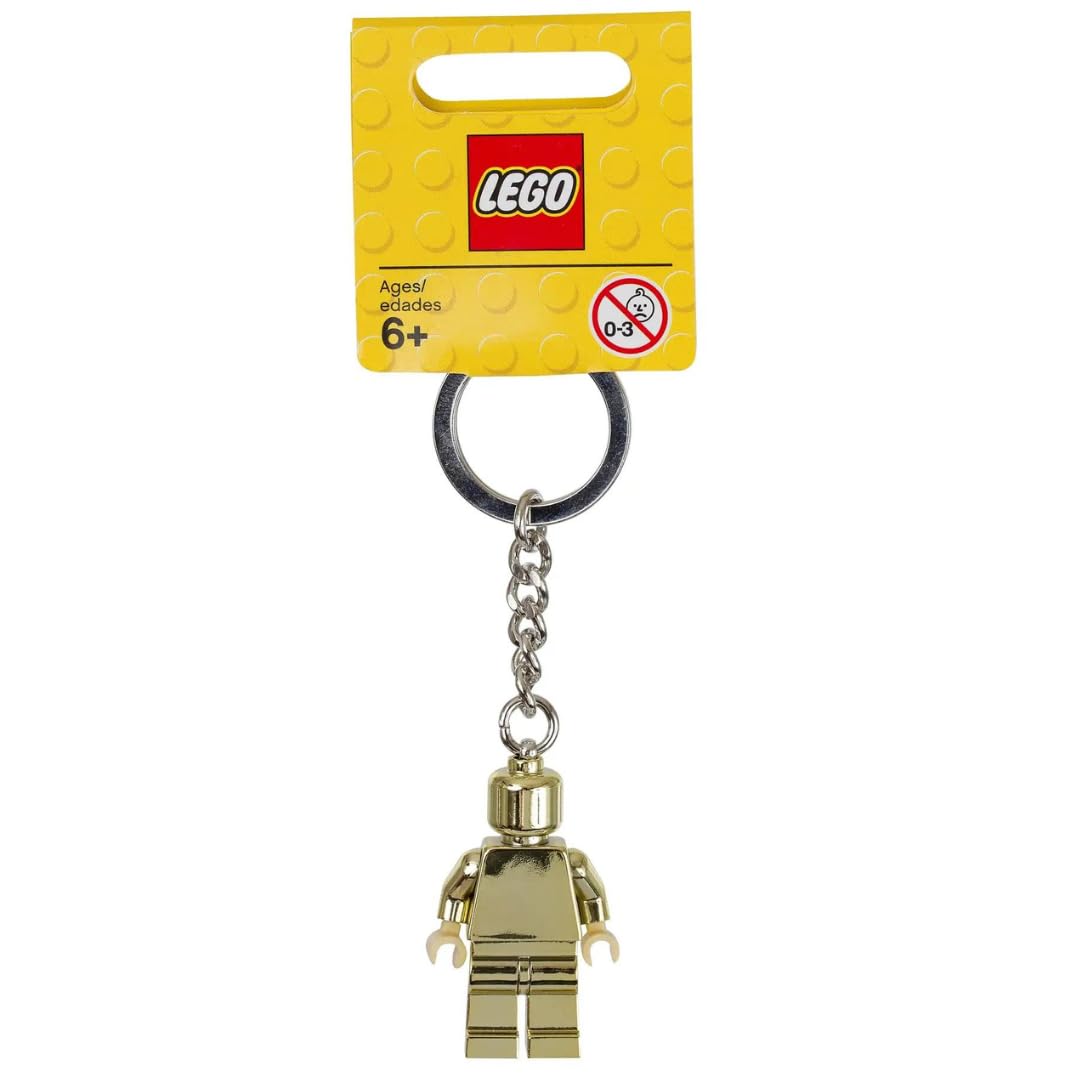 LEGO Golden Minifigure Keychain side view, sleek compact accessory on the go.