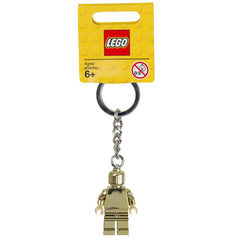 LEGO Golden Minifigure Keychain side view, sleek compact accessory on the go.