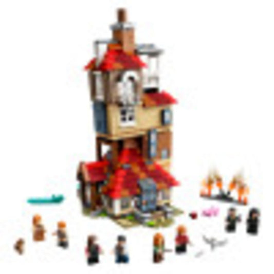 LEGO Harry Potter Attack on The Burrow 75980 roof detail, showcases craftsmanship for display