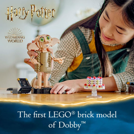 LEGO Harry Potter Dobby posable head and arms for expressive posing.