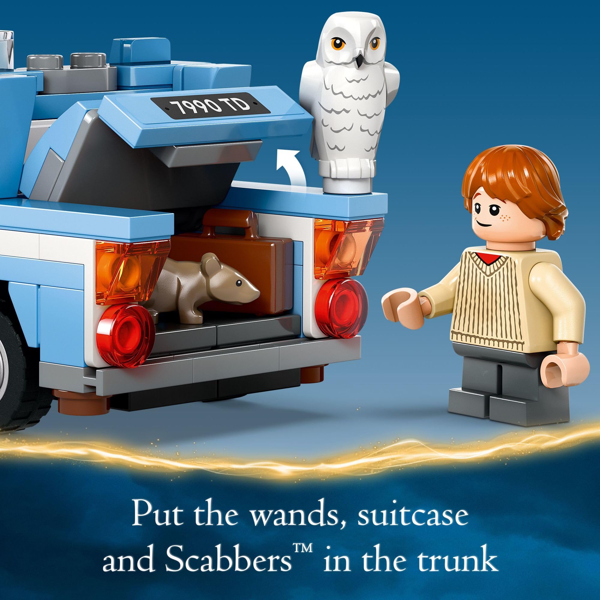 LEGO Harry Potter Flying Ford Anglia role-play scene for adventures at Hogwarts.