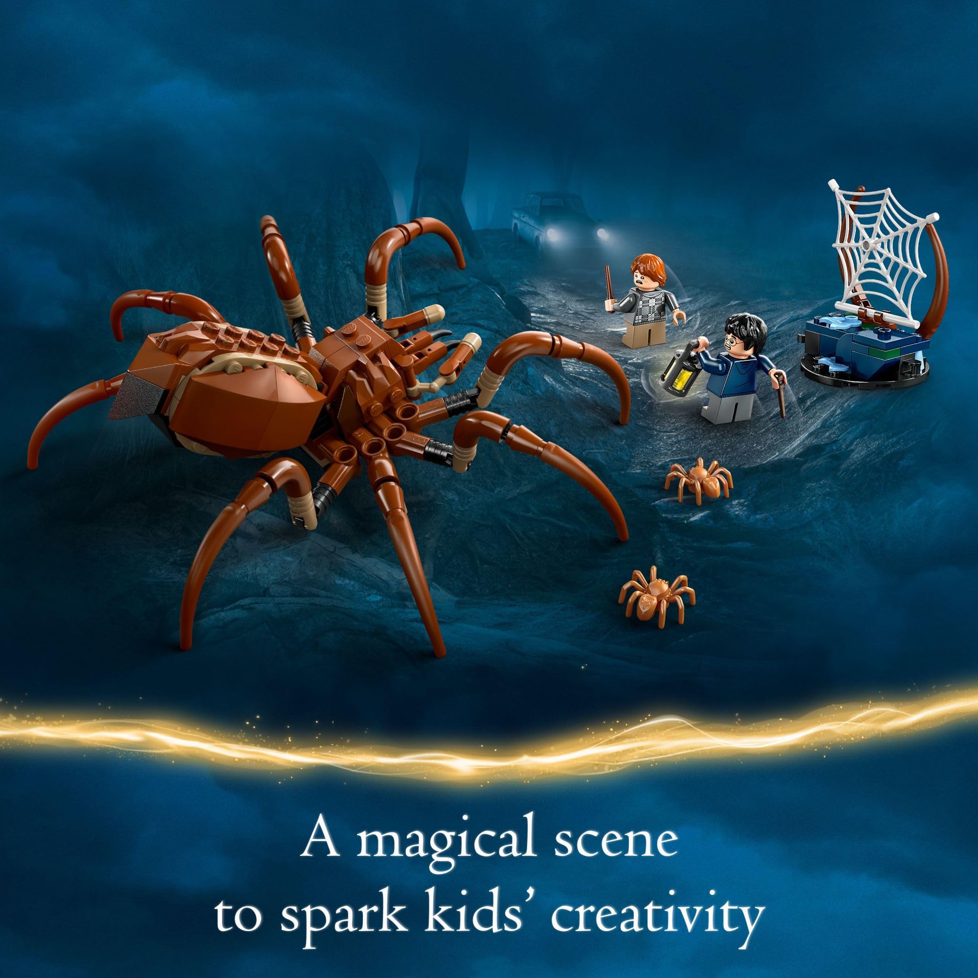 LEGO Forbidden Forest with plants and spider web for extended play