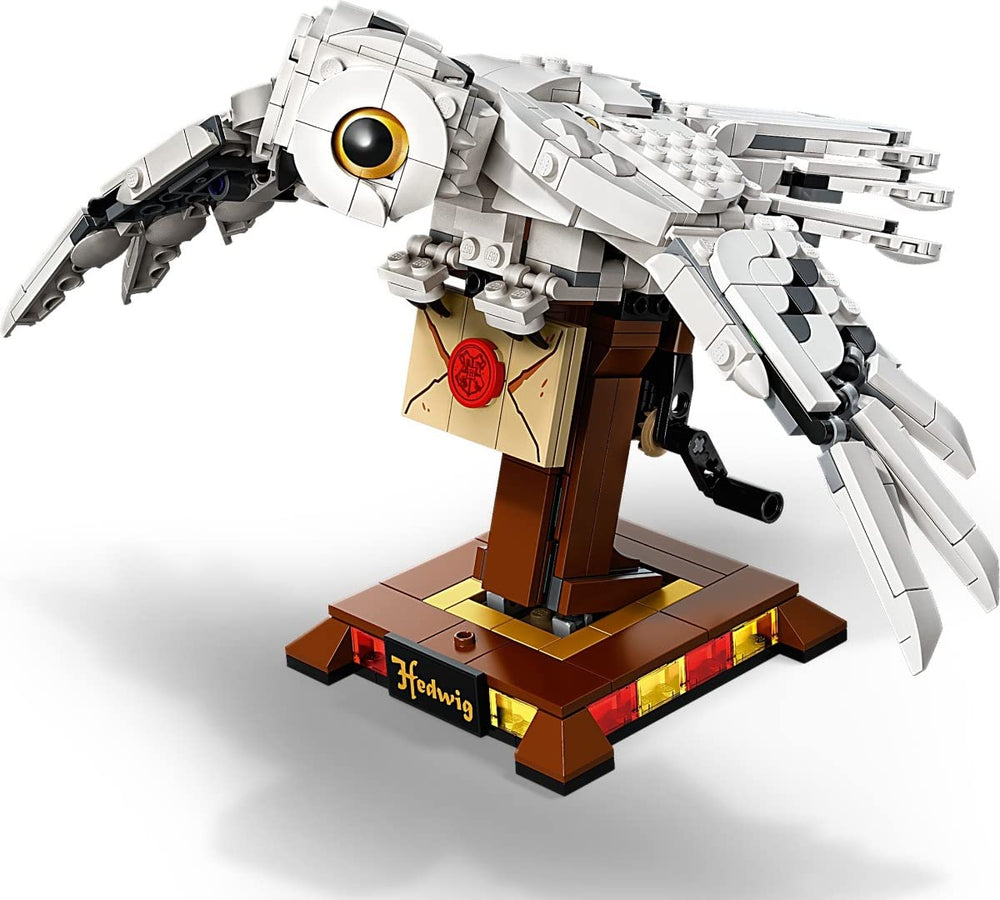 LEGO Hedwig base display anchors the model securely on your shelf.