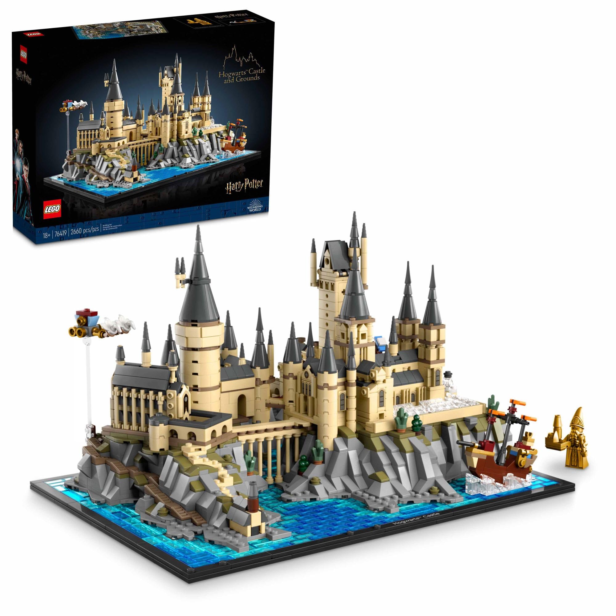 LEGO Harry Potter Hogwarts Castle and Grounds main tower for display on shelves