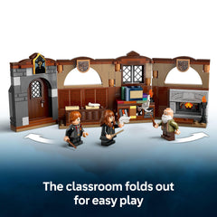 LEGO Harry Potter Charms Class chalkboard with spell instructions for guided play