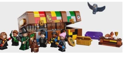 LEGO Harry Potter Hogwarts Magical Trunk with house colors displays customizable storage for personal style