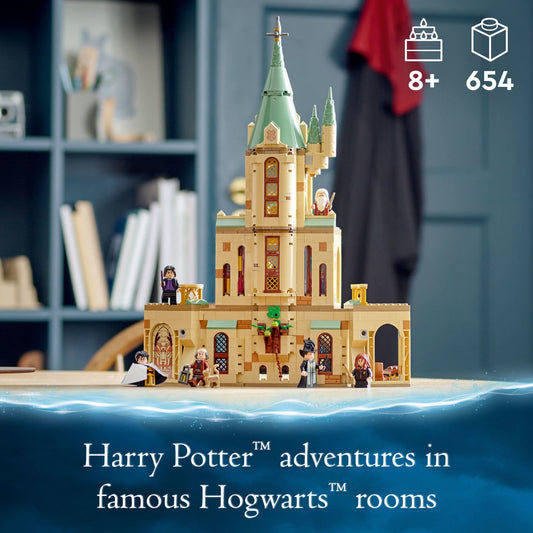 LEGO Harry Potter Hogwarts restricted library focuses on shelf-lined shelves for detailed storytelling
