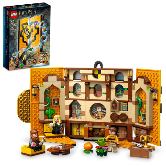 LEGO Harry Potter Hufflepuff banner crest display for wall decor.