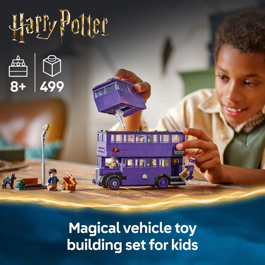 LEGO Harry Potter Knight Bus Adventure interior detail showing moving beds and chandelier