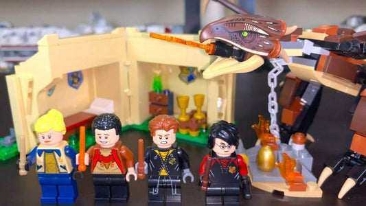 LEGO Harry Potter Triwizard Challenge champions tent interior with bed, cups and potion bottle