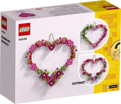 LEGO Heart Ornament gift-ready display for holidays