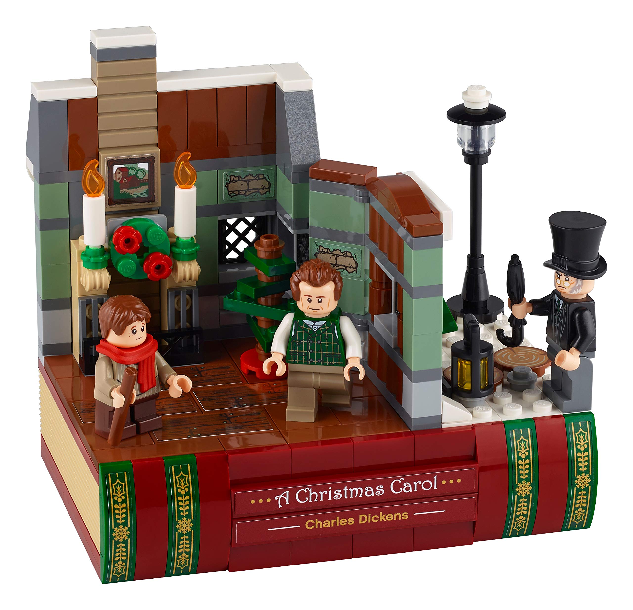 LEGO Holiday Charles Dickens Tribute 40410 front view, ideal for display on the mantel.