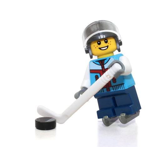 LEGO Holiday Minifigure Ice Hockey Player Boy with hockey stick, ideal stocking stuffer