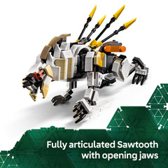 LEGO Horizon Adventures Sawtooth model with opening jaws for action scenes.