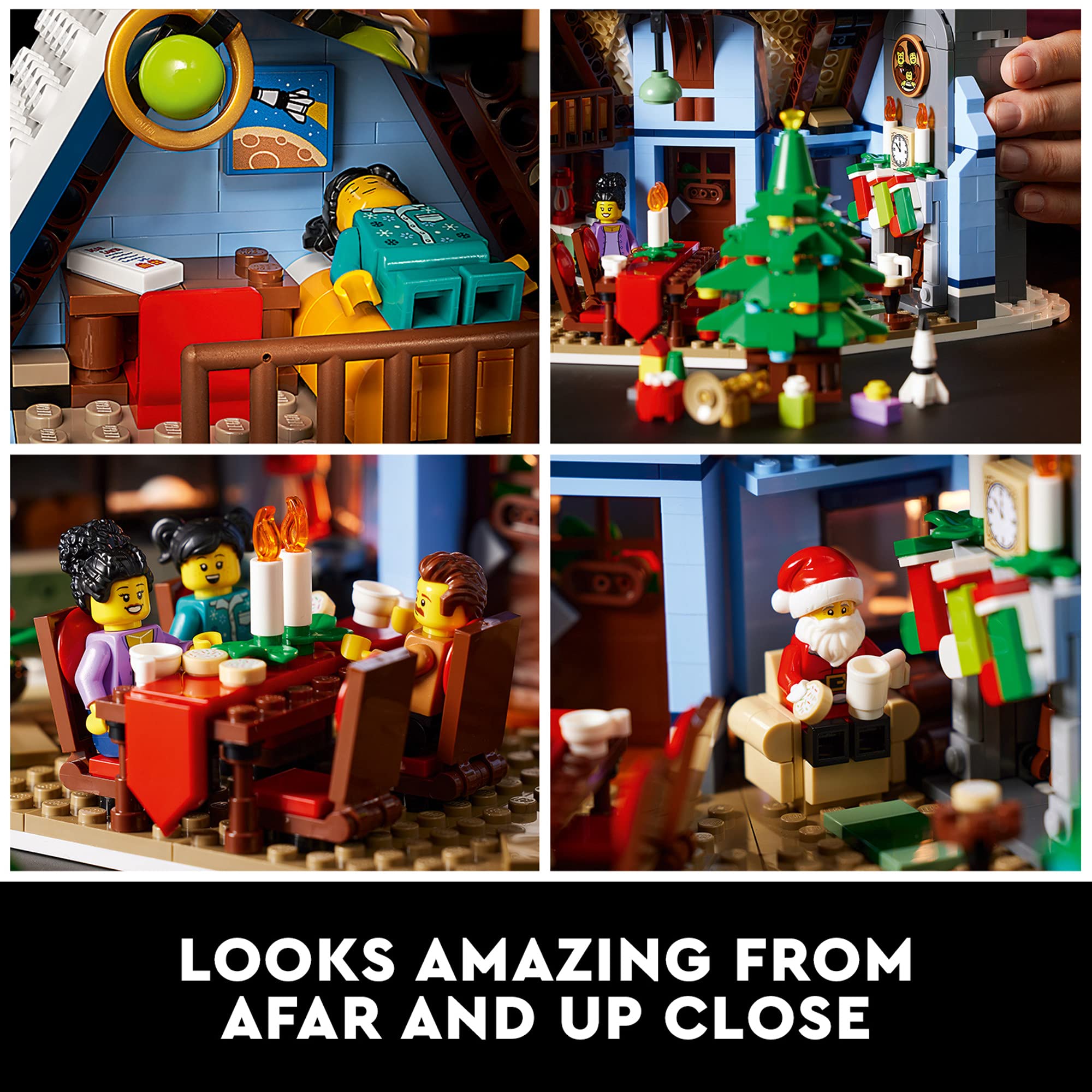 LEGO Icons Santa's Visit movable roof access enables easy interior display.