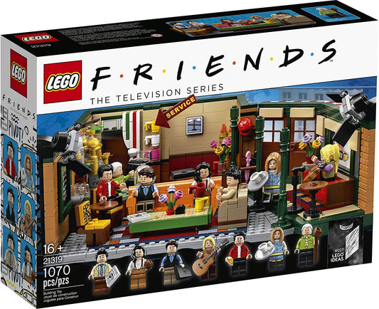 LEGO Ideas Central Perk cafe front view with vibrant bricks for display and nostalgia.