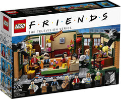 LEGO Ideas Central Perk cafe front view with vibrant bricks for display and nostalgia.