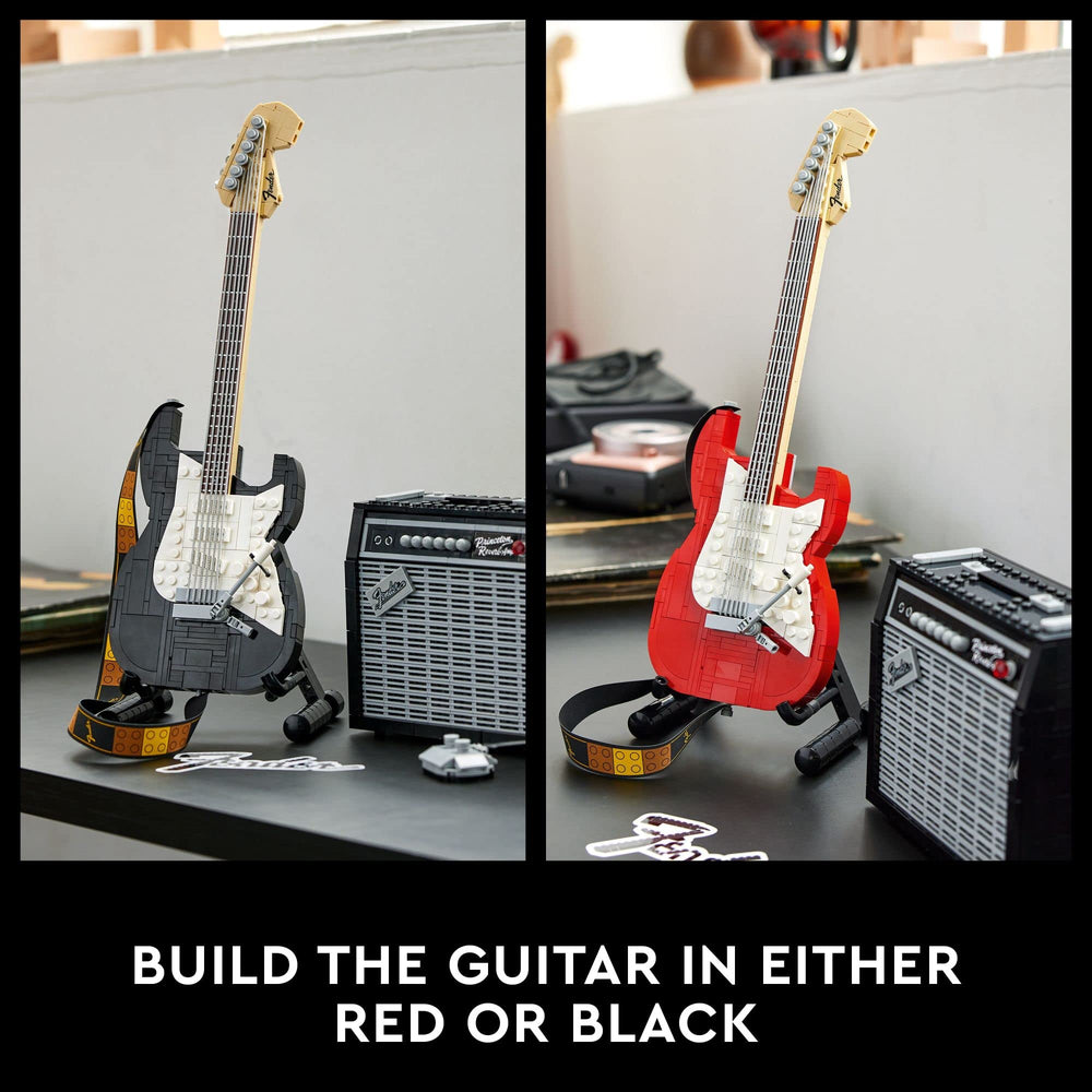 Foldable guitar stand supports a sleek showroom-ready display and easy positioning.