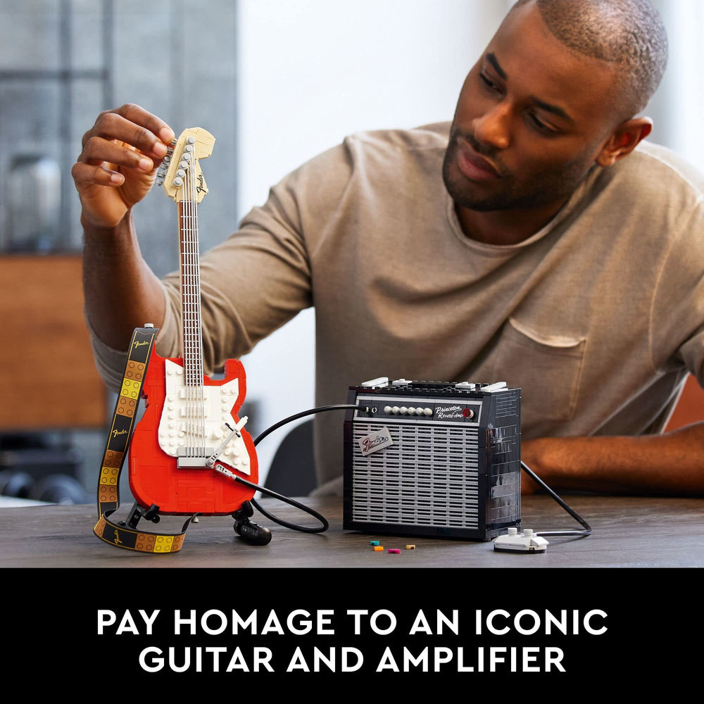 Colorful guitar picks and Fender logo sticker add personal flair and authentic branding.