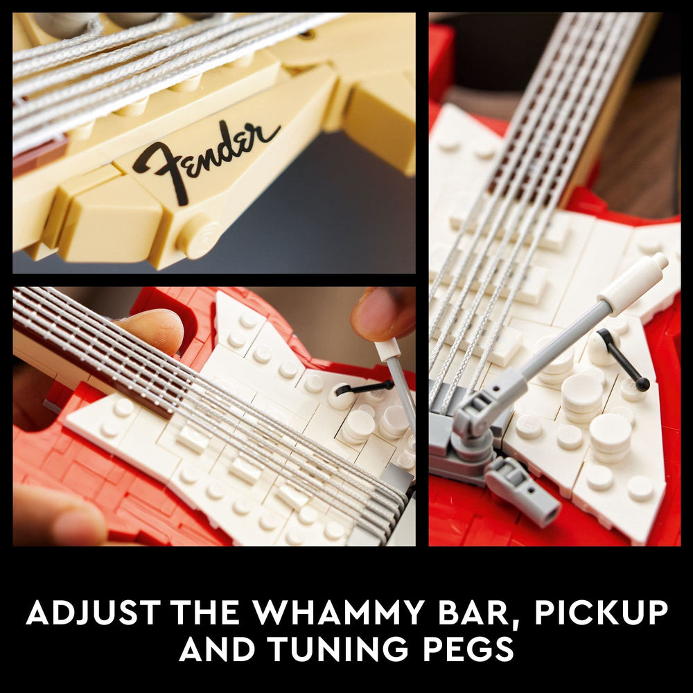 Posable whammy bar and authentic details enhance display appeal.