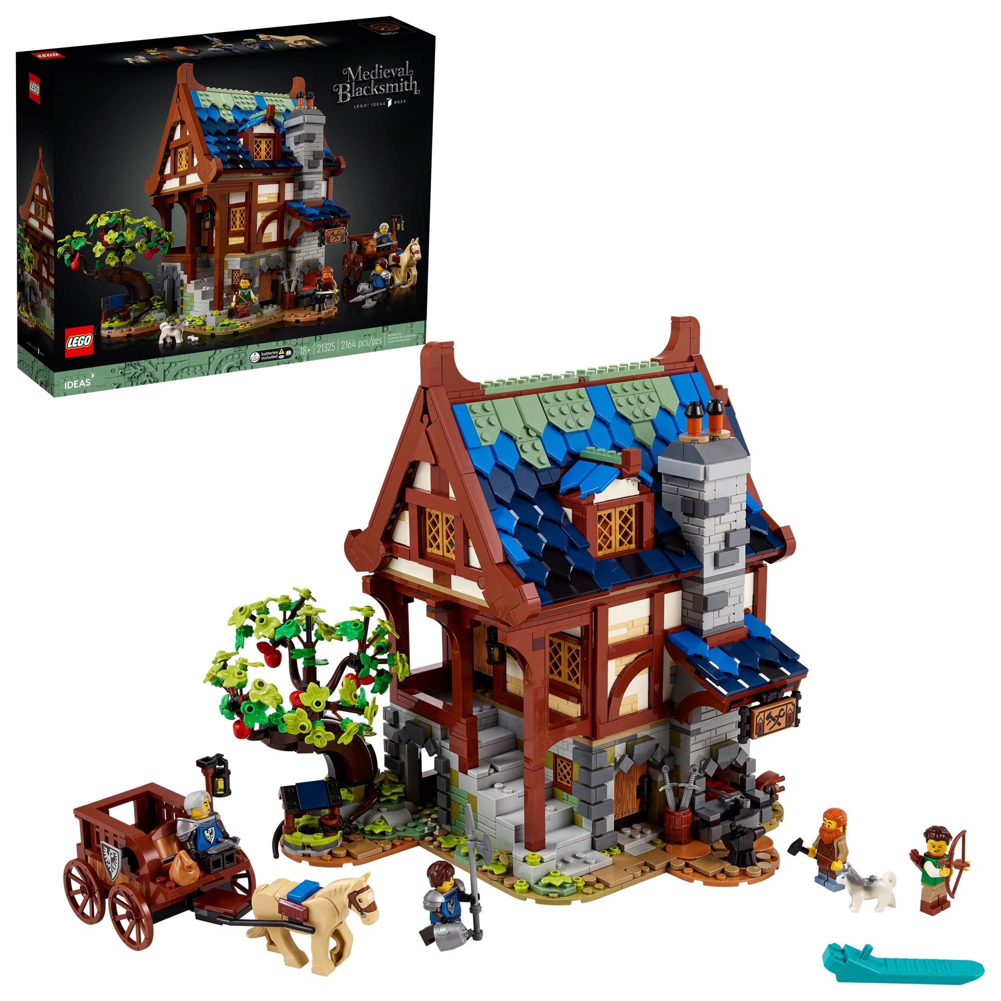 LEGO Ideas Medieval Blacksmith 21325 front view for display and creative relaxation