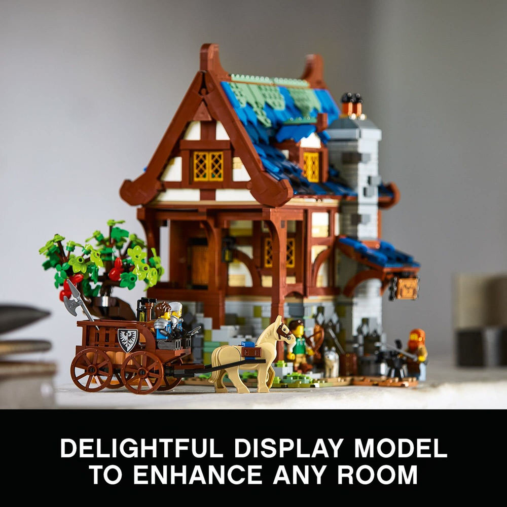 LEGO Ideas Medieval Blacksmith 21325 glowing forge using light brick