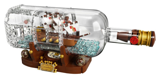 LEGO Ideas Ship in a Bottle captains-quarters detail invites admiration.