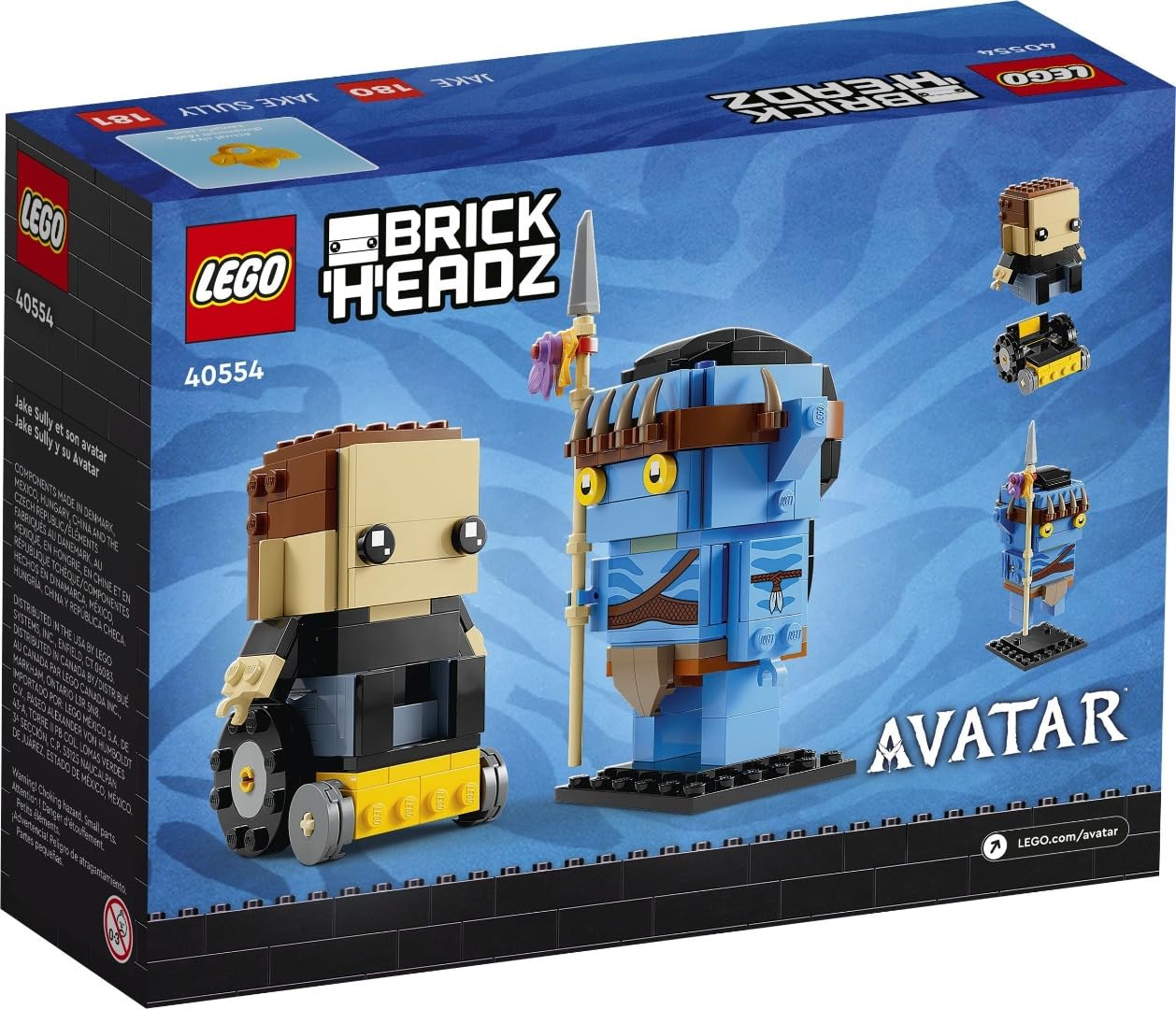 LEGO Jake Sully & Avatar BrickHeadz side view, great for shelf display