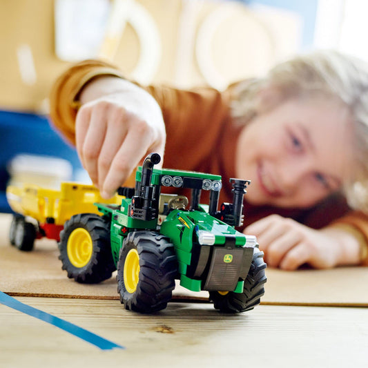 LEGO John Deere 9620R tractor cab detail highlights a turning seat.
