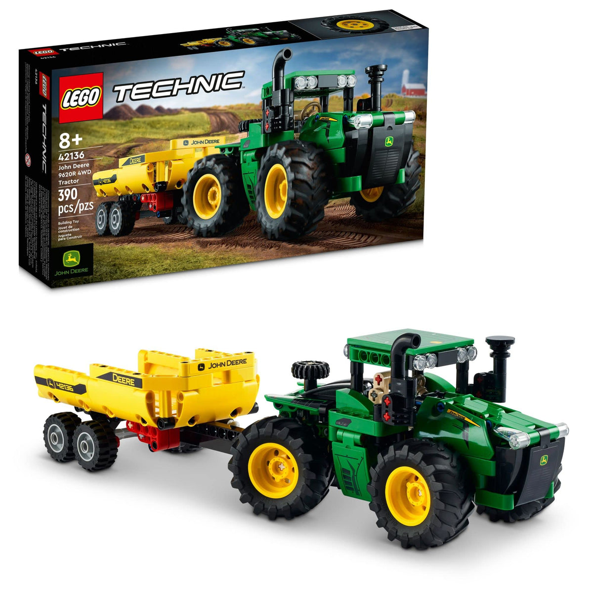 LEGO John Deere 9620R tractor front view for immersive play and display.