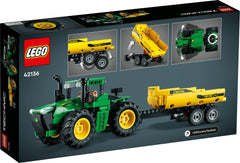 LEGO John Deere 9620R tractor with trailer on a surface for storytelling.