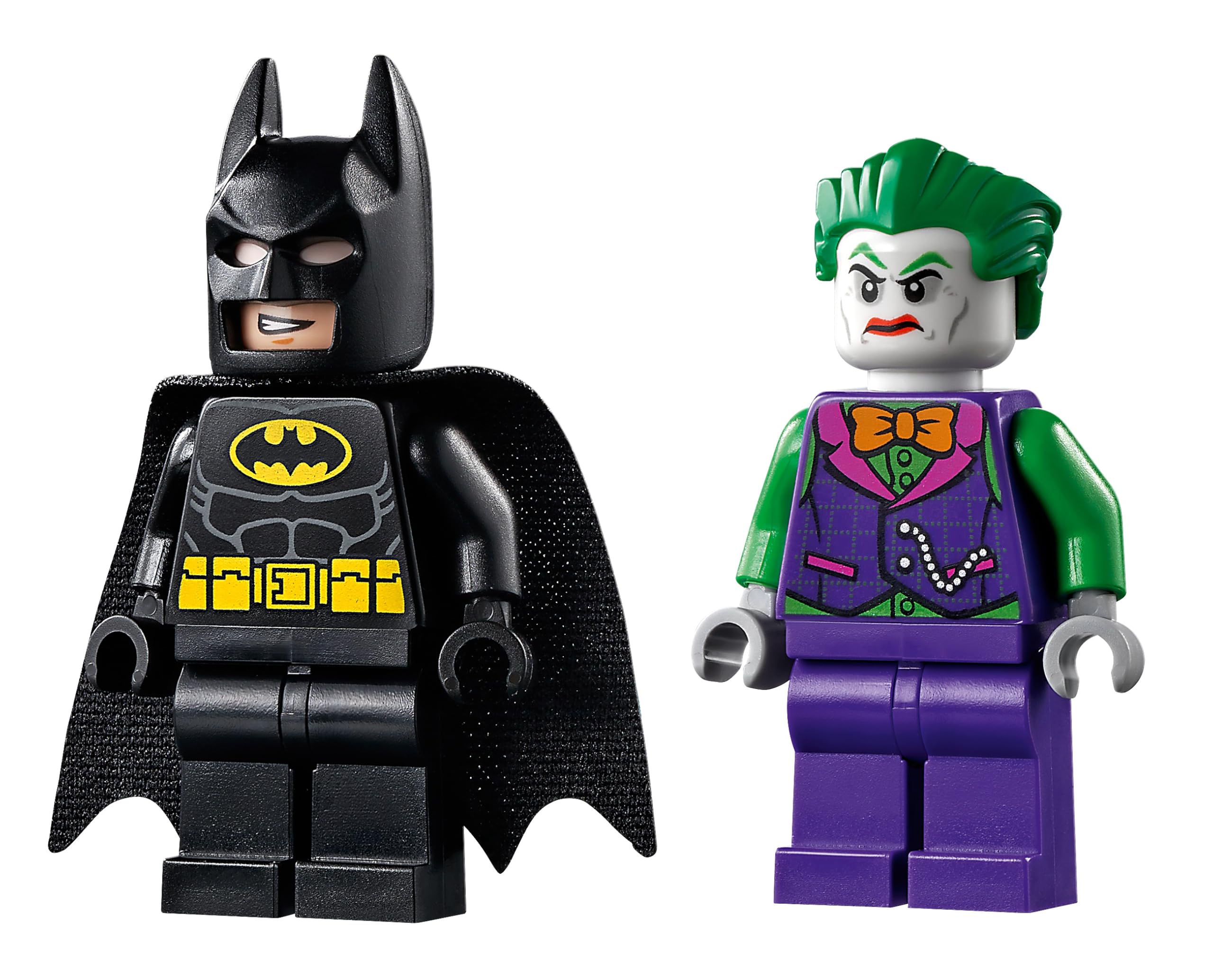 LEGO Joker minifigure in orange bow tie with crowbar for storytelling