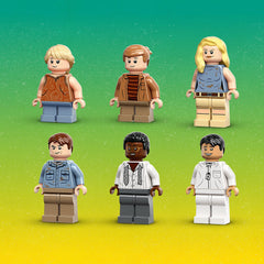 LEGO Jurassic Park Visitor Center six minifigures including Ellie Sattler and Grant.