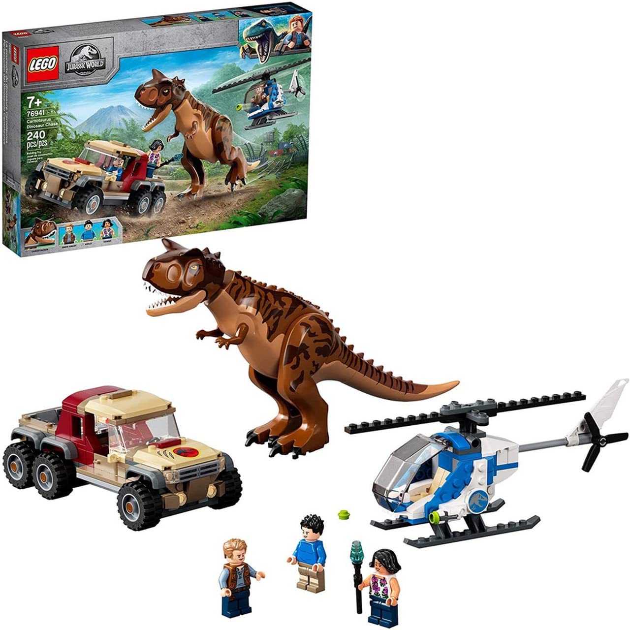LEGO Jurassic World Carnotaurus figure for dynamic action play.