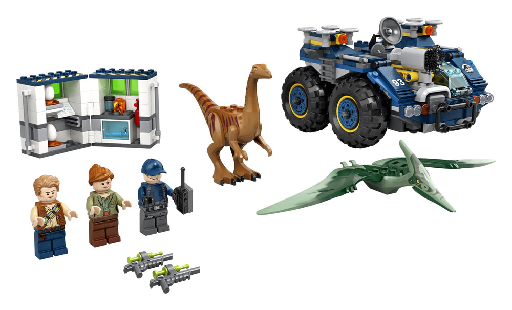 LEGO Jurassic World buildable dinosaurs for dynamic chase scenes with the Gallimimus and Pteranodon.