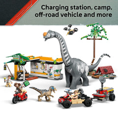 Minifigures Zora Bennett, Martin Krebs, and Dr. Henry Loomis ready for dinosaur study and tracking.