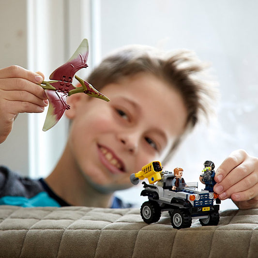 LEGO Jurassic World Pteranodon Chase net shooter sparks action-packed pursuit