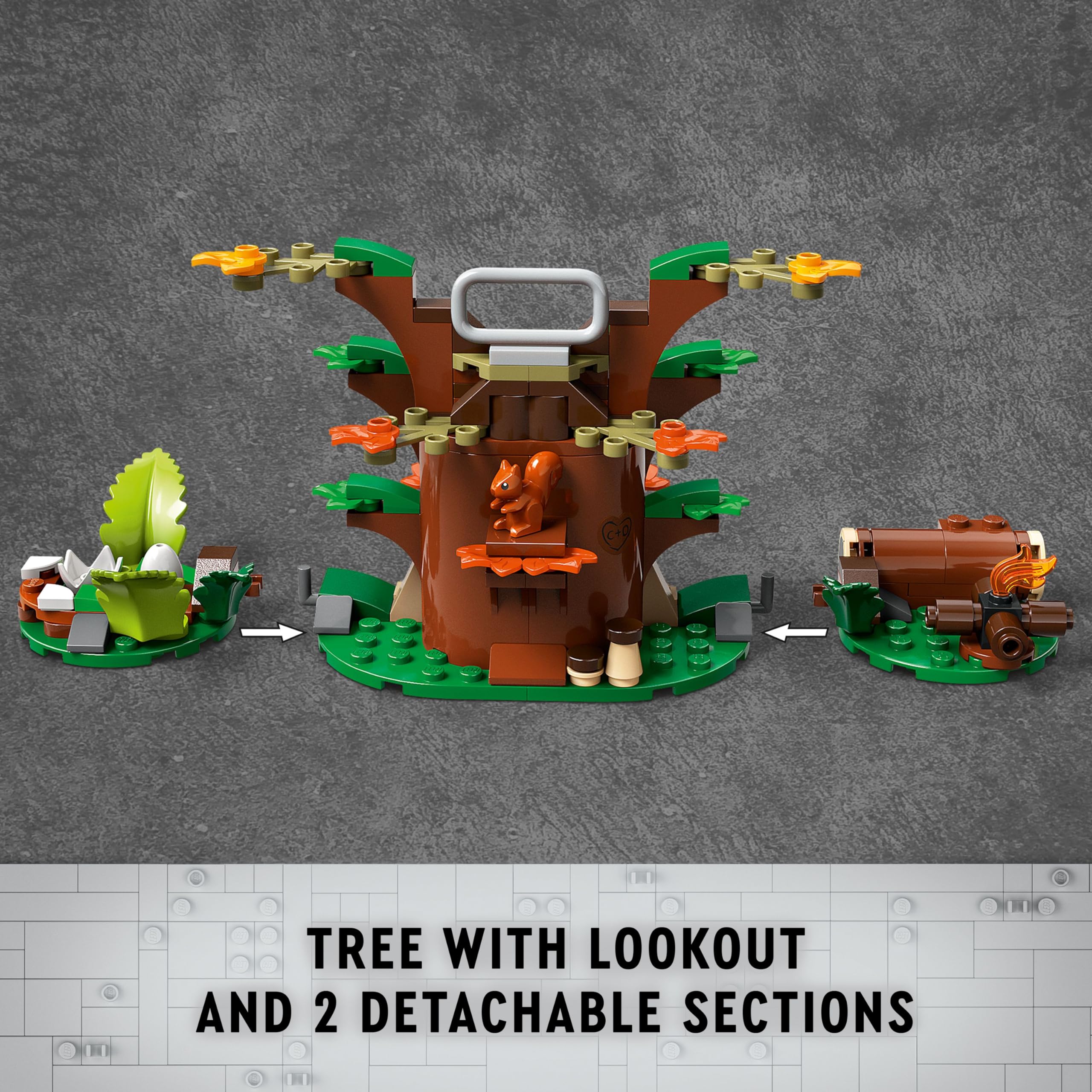 LEGO Jurassic World tree lookout with detachable sections for dynamic scenes