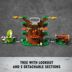 LEGO Jurassic World tree lookout with detachable sections for dynamic scenes