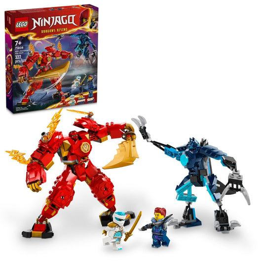 LEGO NINJAGO Kai's Elemental Fire Mech in a dynamic battle stance for imaginative play.