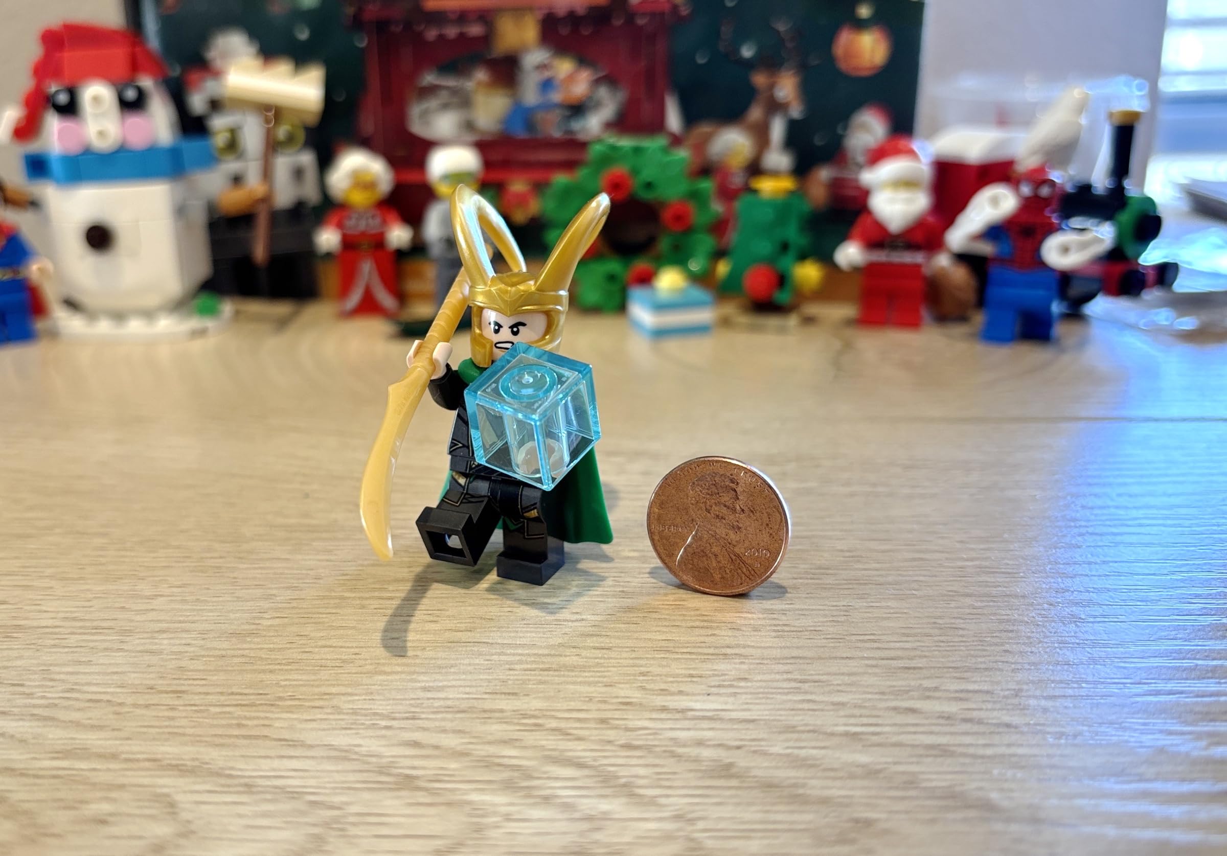 lego loki minifigure front view ideal for display.