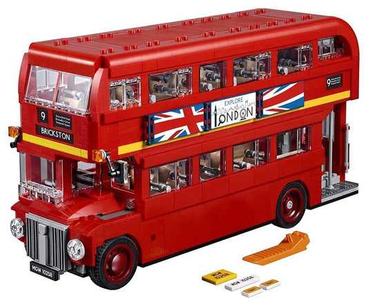 LEGO Creator Expert London Bus 10258 front view shows authentic red livery for display