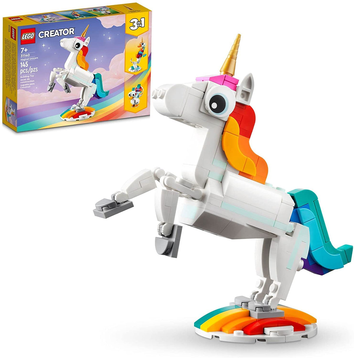 LEGO Magical Unicorn front packaging shows set and age recommendation, helps gift decisions