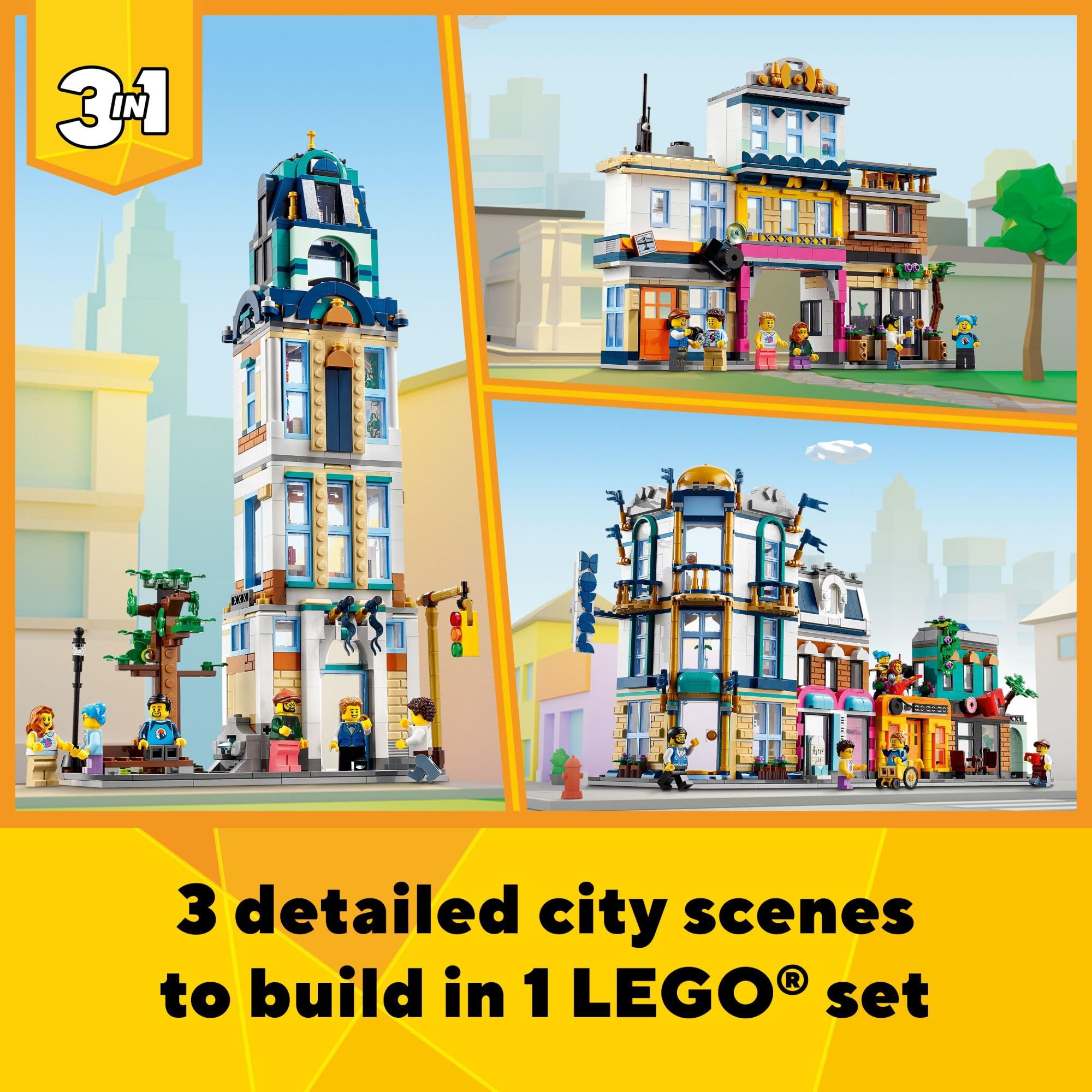 LEGO Main Street 31141 music store interior invites storytelling and music-themed builds.